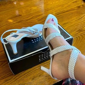 NEW!! Braidded white wrap heels